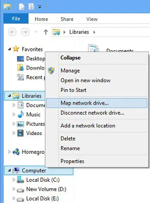 گزینه Map Network Drive
