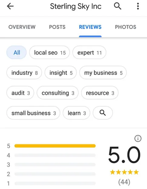 قرار دادن موضوعات در Google My Business