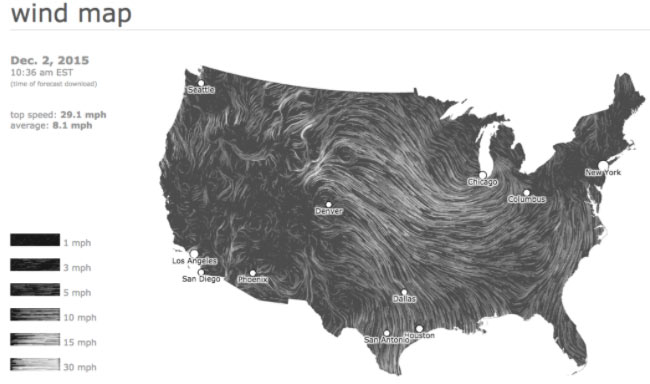 نقشه باد امریکا