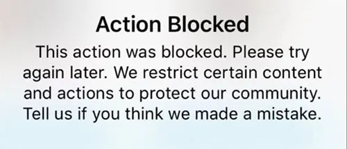 رفع مشکل اکشن بلاک action blocked در اینستاگرام
