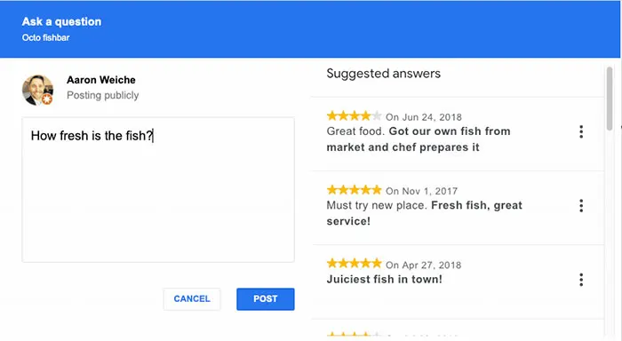 پاسخگویی به سوالات به صورت خودکار در Google My Business