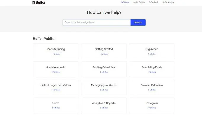 صفحه FAQ وب سایت Buffer