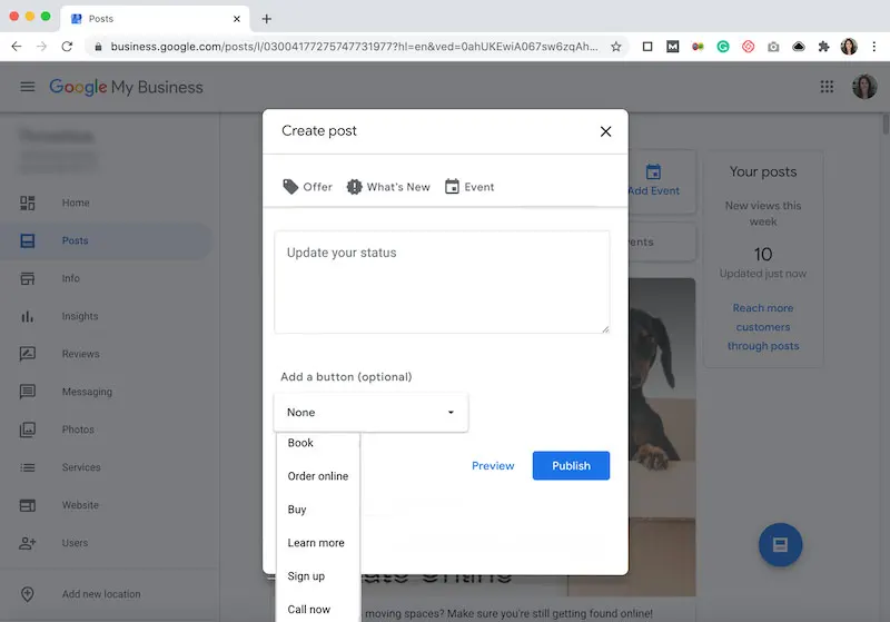 به طور مرتب در google my business پست آپلود کنید
