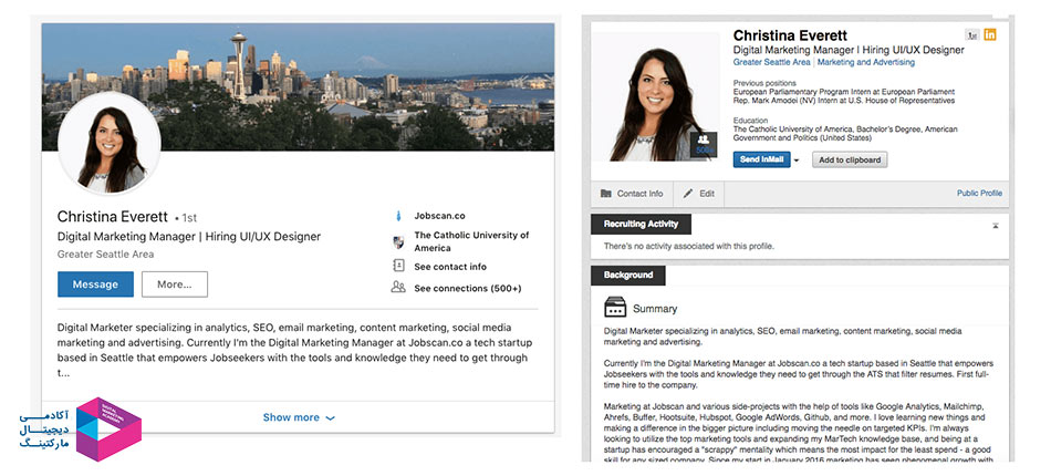 تکمیل تمام قسمت های پروفایل لینکدین